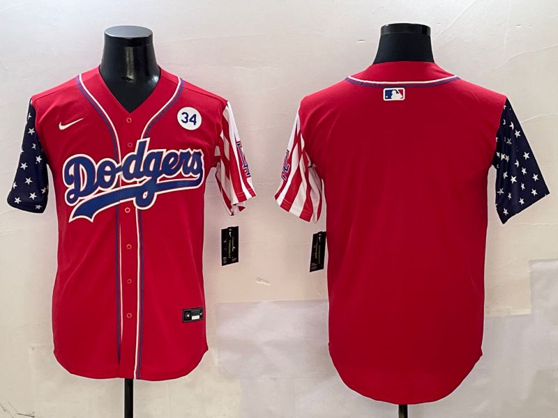 Men Los Angeles Dodgers Blank Red a generation of national flags Joint name 2025 Nike MLB Jersey style 6